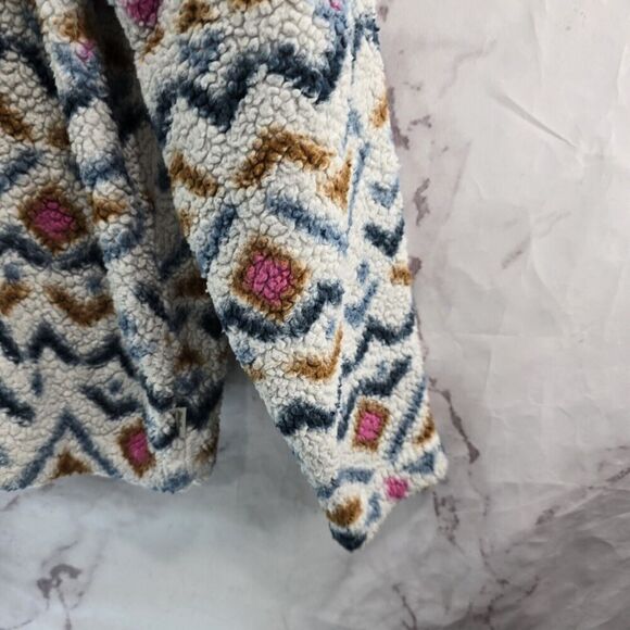 Eddie Bauer Pullover Womens Large White Pink Quest Plush Teddy Half Zip Sweater - Picture 4 of 11